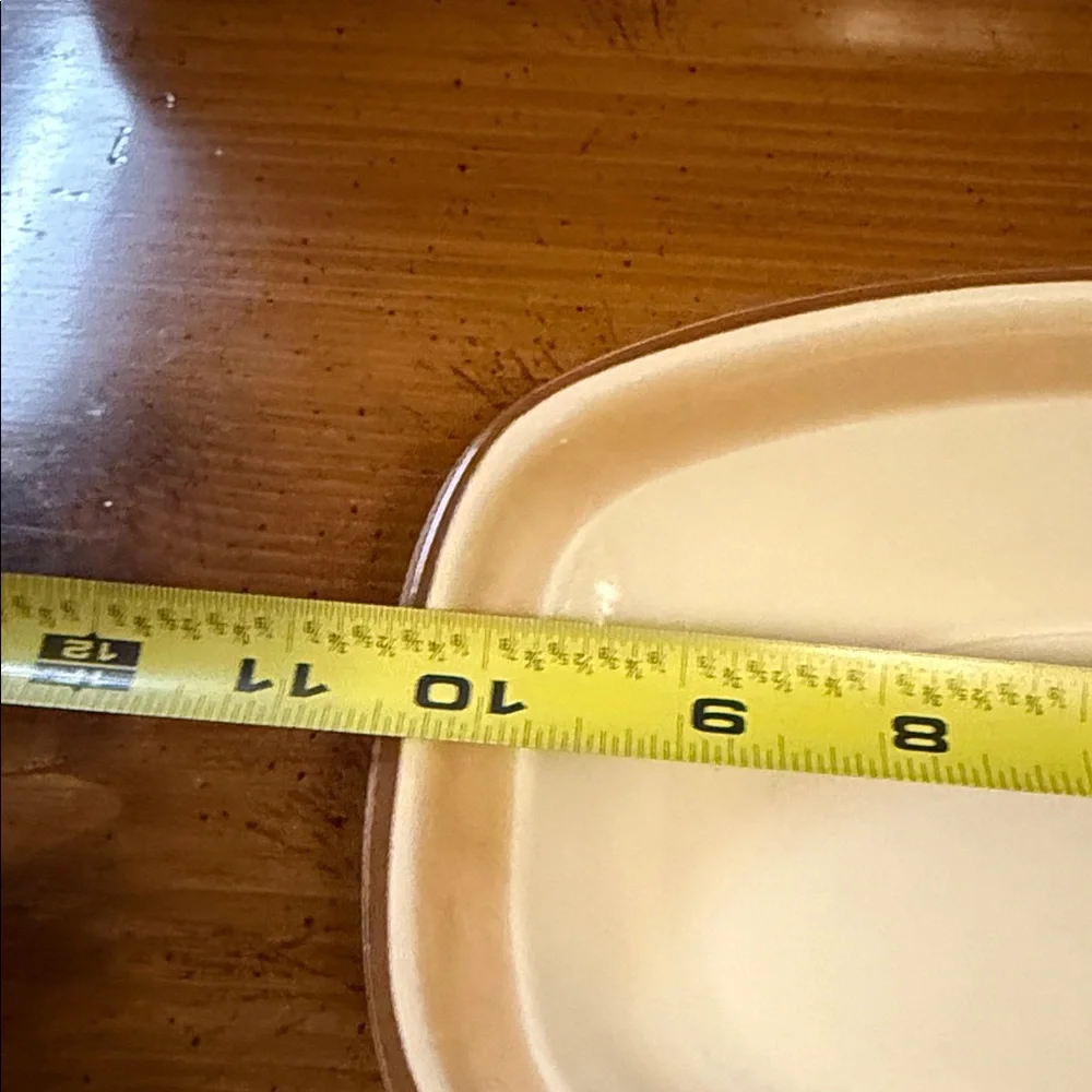 Cream and Tan Stoneware Serving Dish
